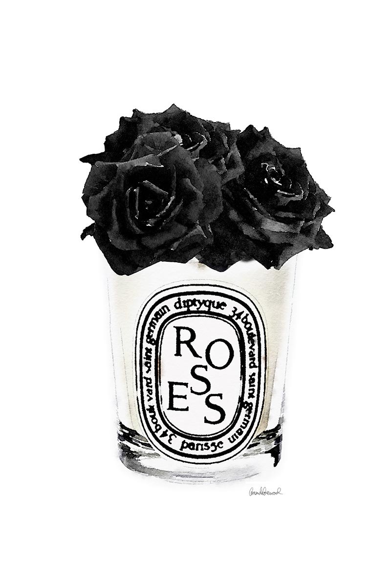 Candle & Black Rose