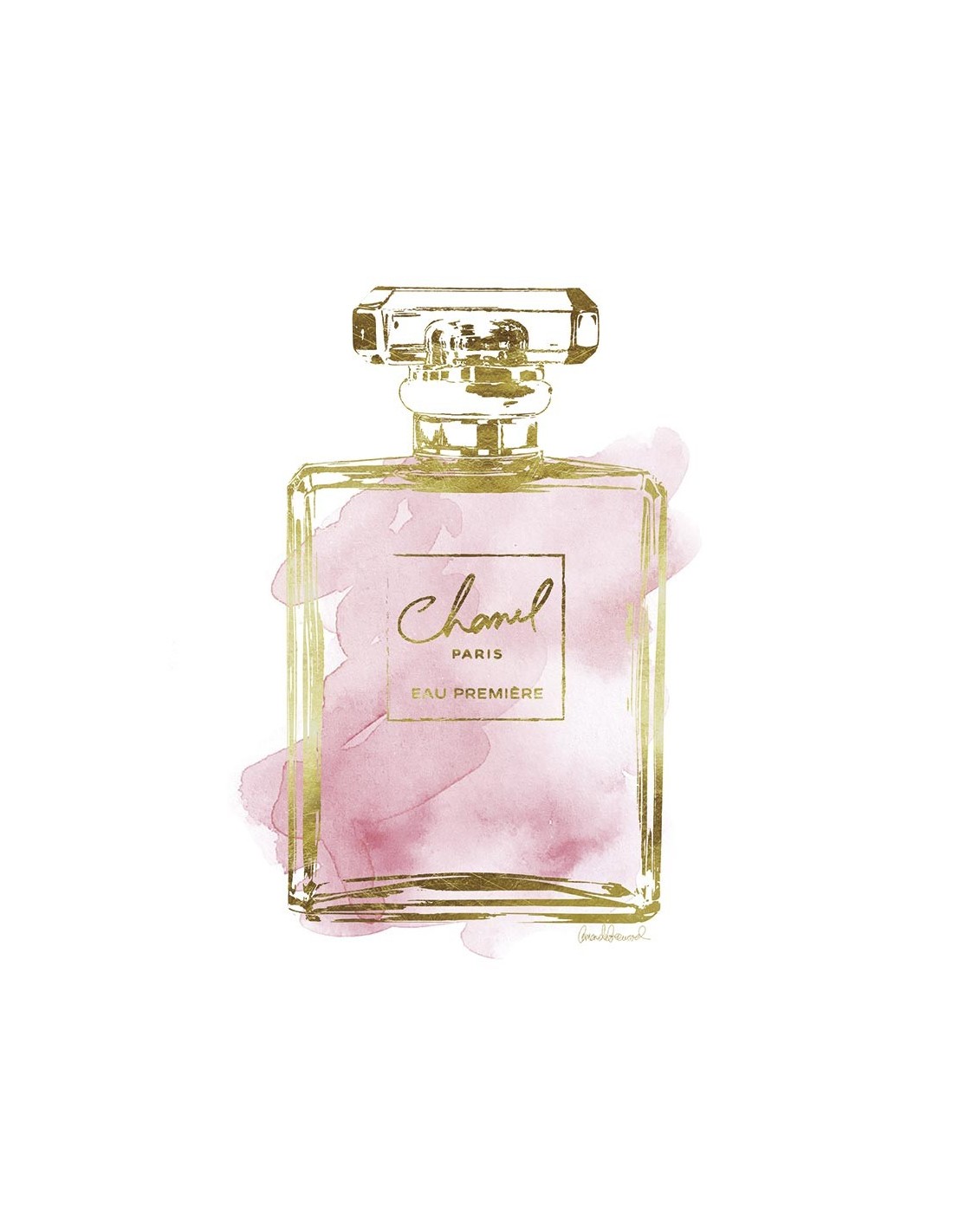 Designart 'Perfume Chanel Five Pink Strokes' French Country Circle