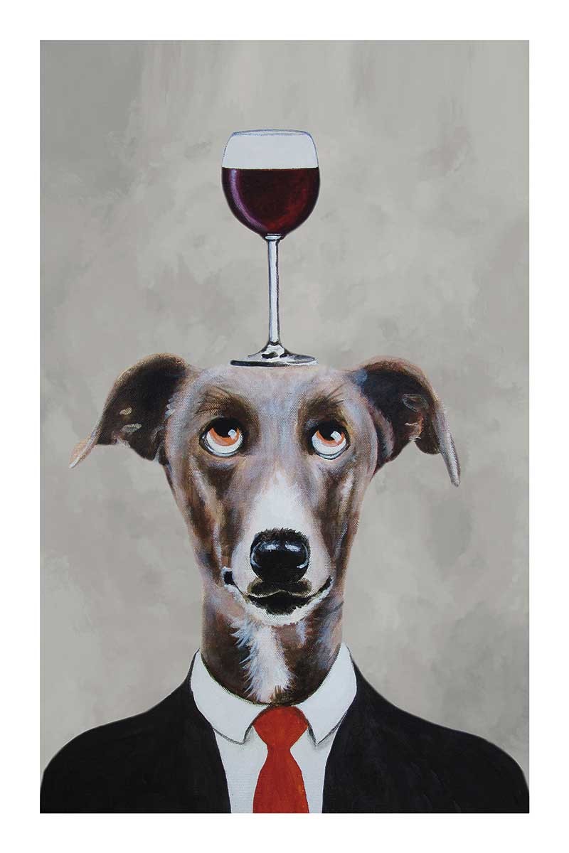 Greyhound with wineglass