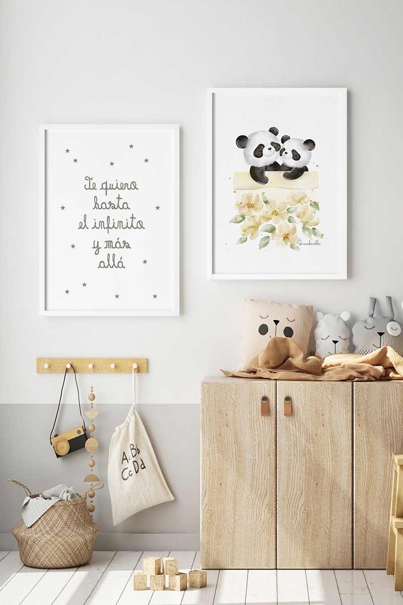 Set de 2 Láminas Ositos Panda