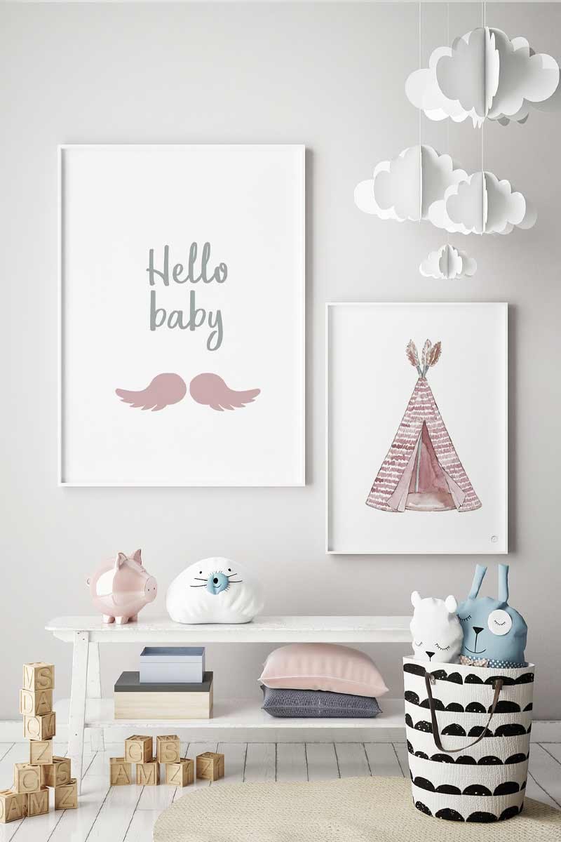 Set de 2 Láminas Hello Baby