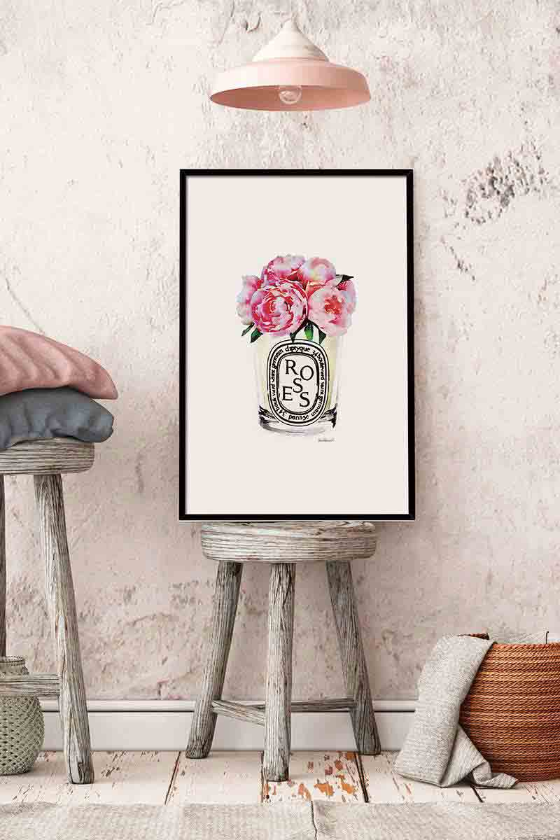 Candle & Pink Peonies 2