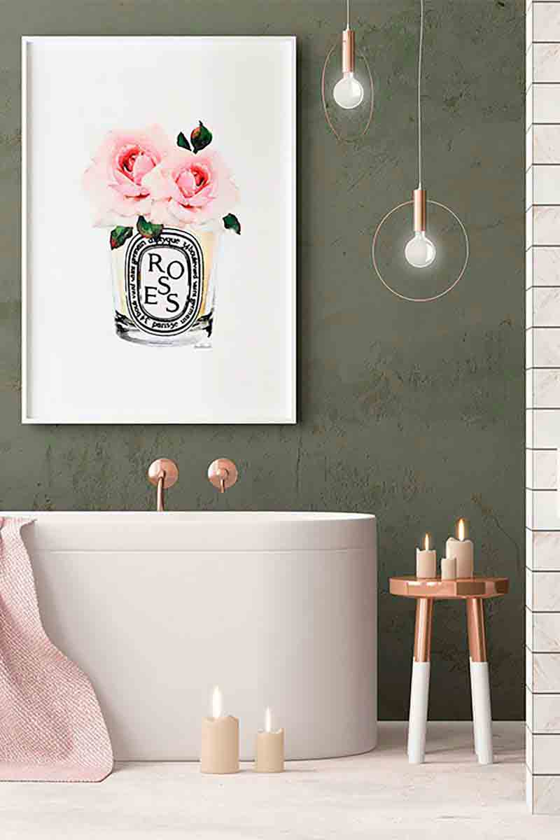 Candle & Pink Rose 2
