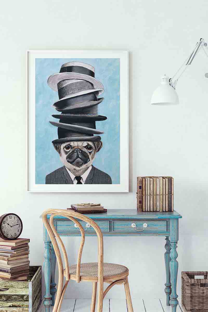 Pug with Stacked Hats 2