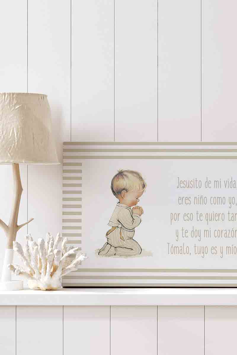 Niño Rezando con Oración Rayas 2