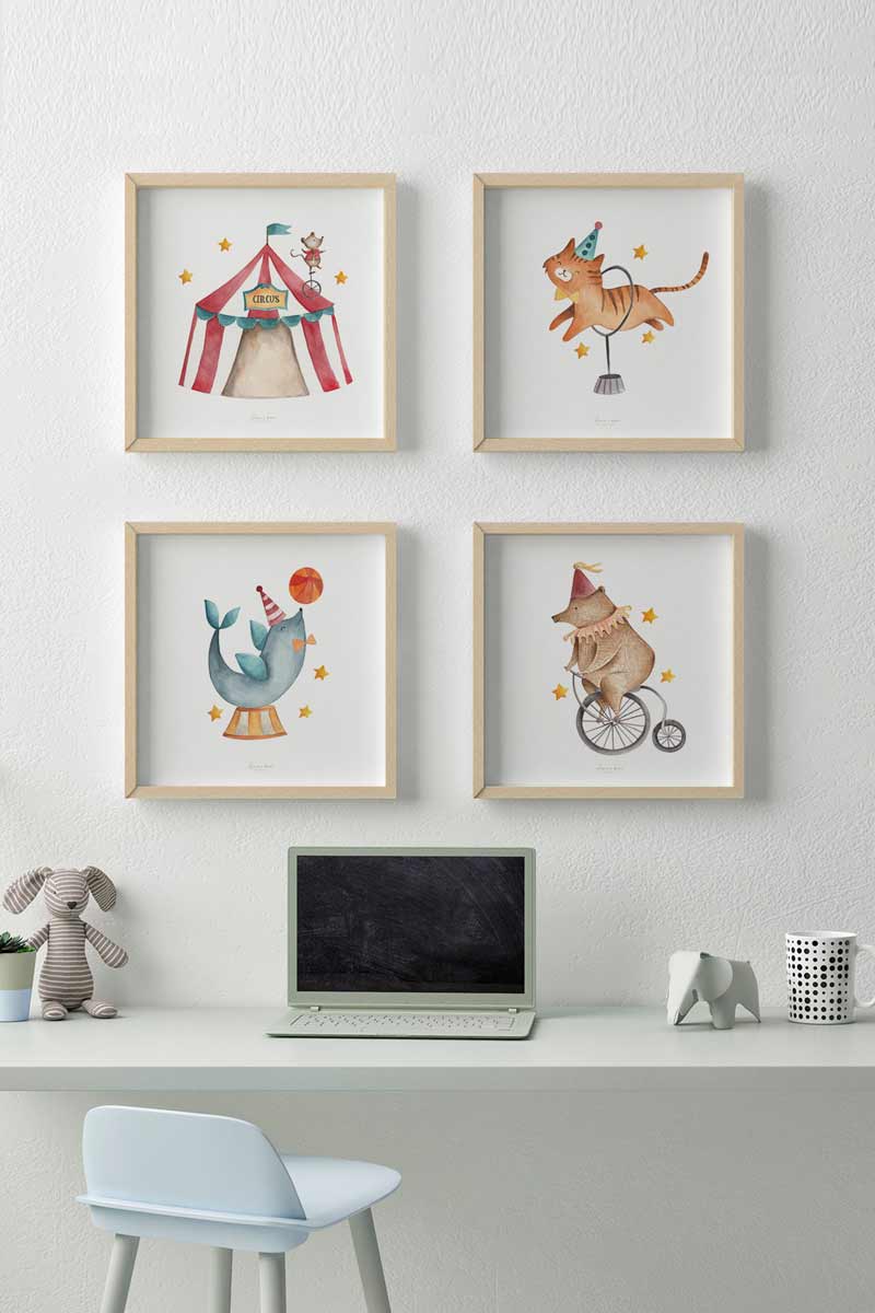 Set de 4 Láminas El Circo 2