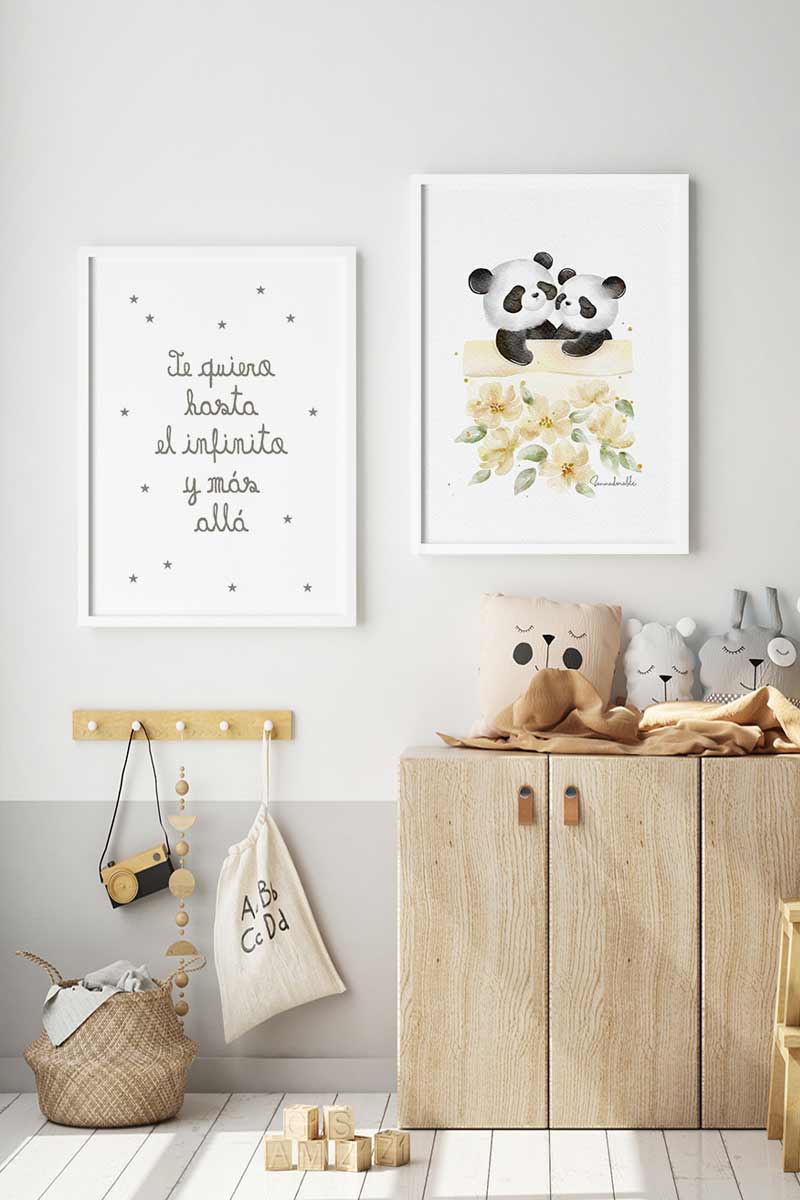 Set de 2 Láminas Ositos Panda 2